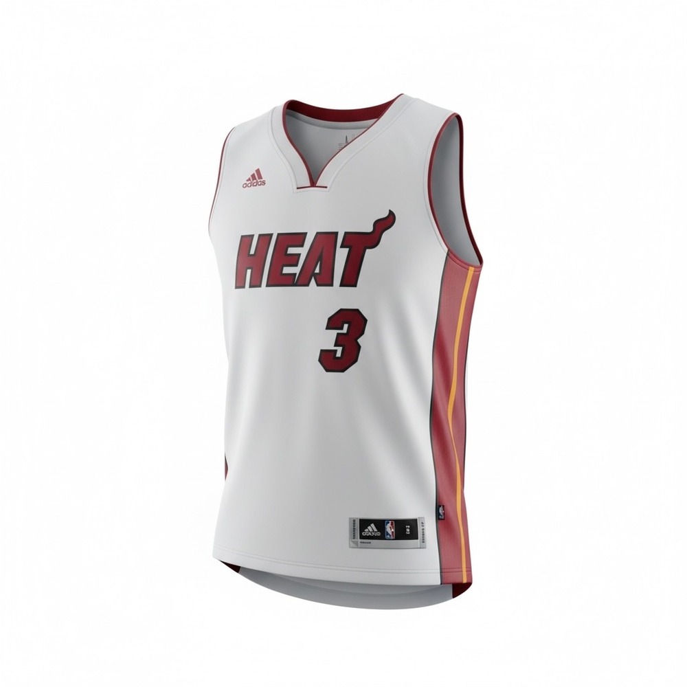 Adidas Miami Heat Dwyane Wade 3 NBA Swingman Jersey White Mens Small - Picture 3 of 3